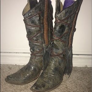 CORRAL Vintage Fringe Studded boots 8M